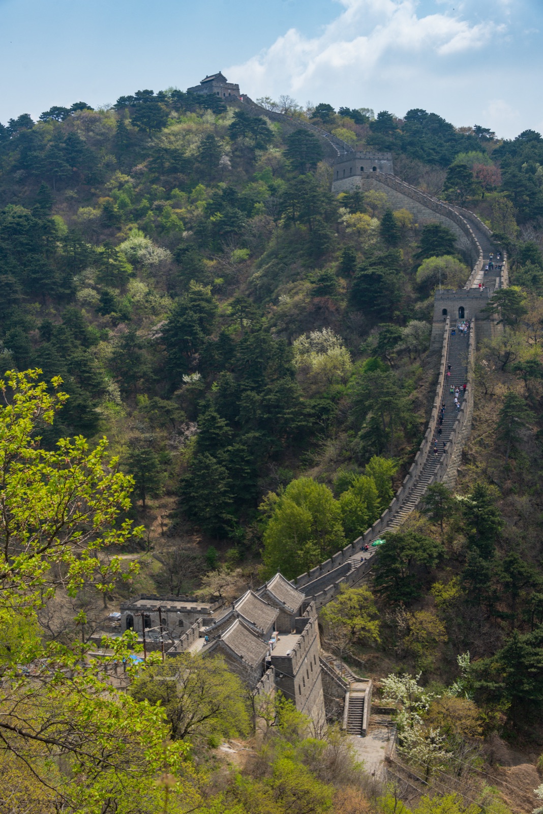 Mutianyu section of the Great Wall winding over wooded hills